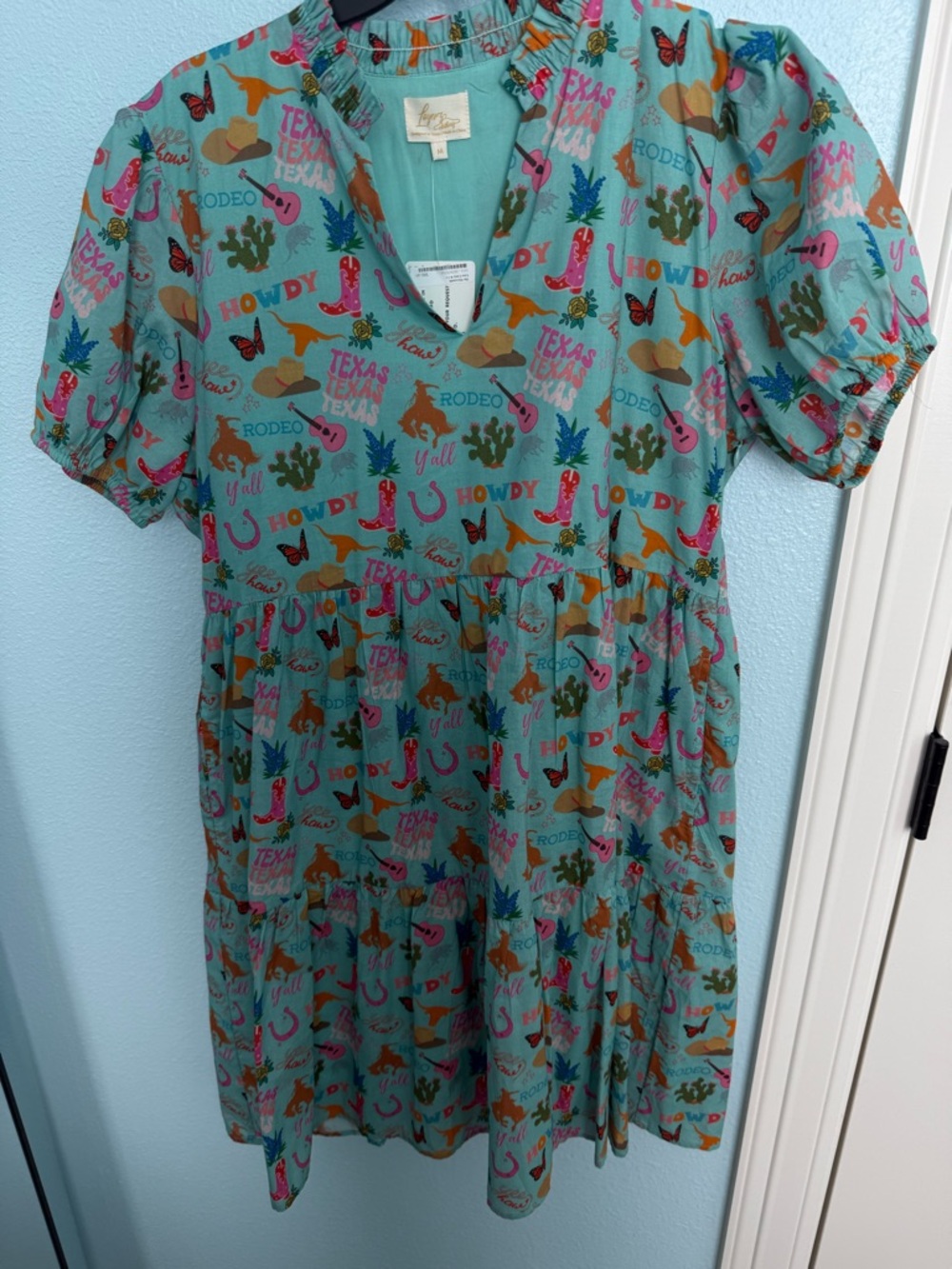 Women’s Teal Western Print Dress - Brand: Loup